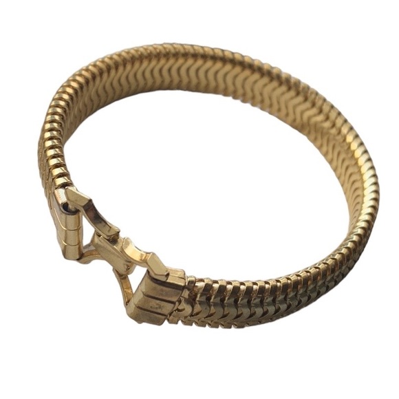 Gorgeous! Vintage Gold Plated Tight Link Snake Chain Bracelet Woman’s Jewelry - Picture 4 of 7